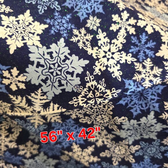 Keepsake Calico Joann Holiday Snowflake Glitter Blue Cotton Material - 56" x 42" - Picture 6 of 10
